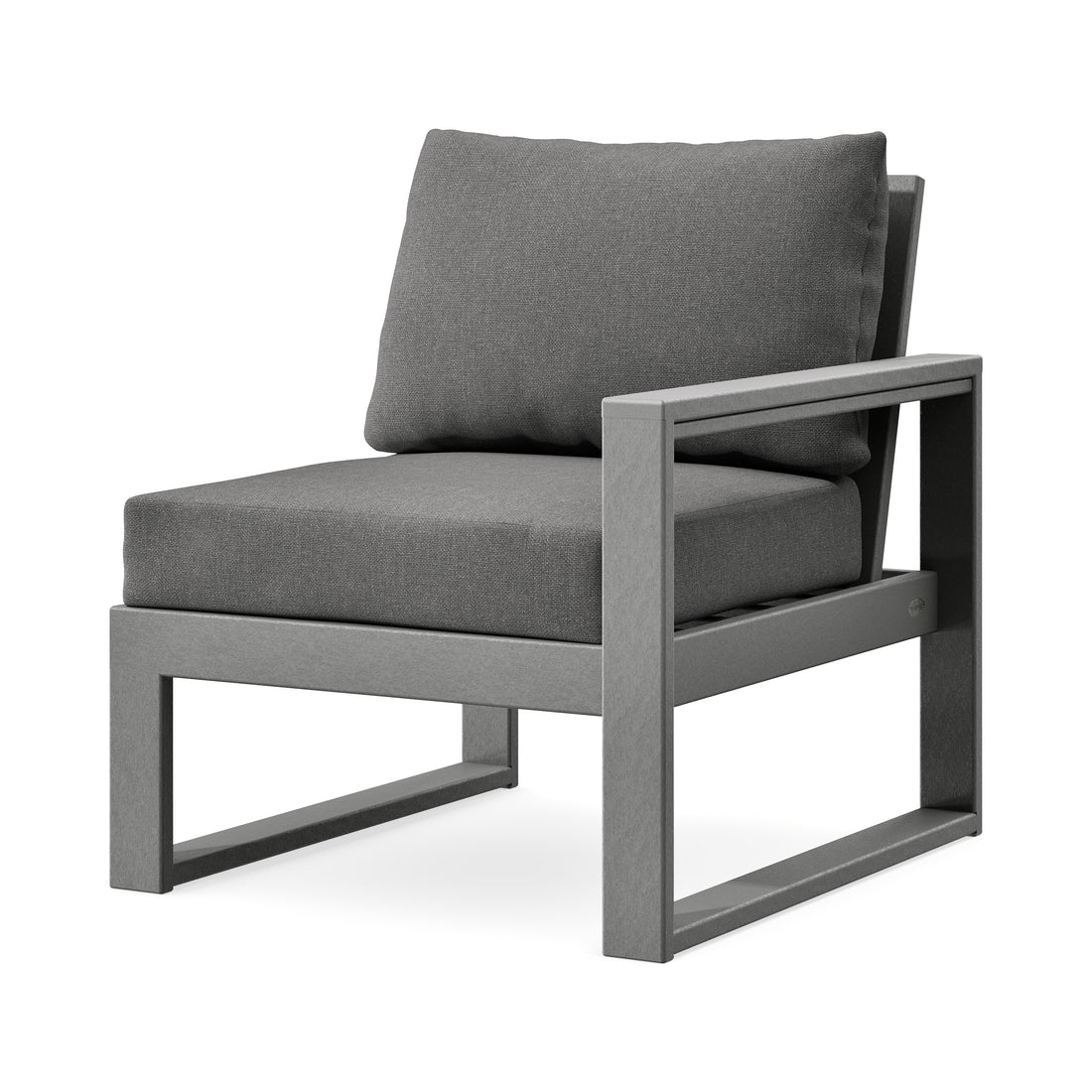 POLYWOOD EDGE Modular Right Arm Chair in Slate Grey / Ash Charcoal