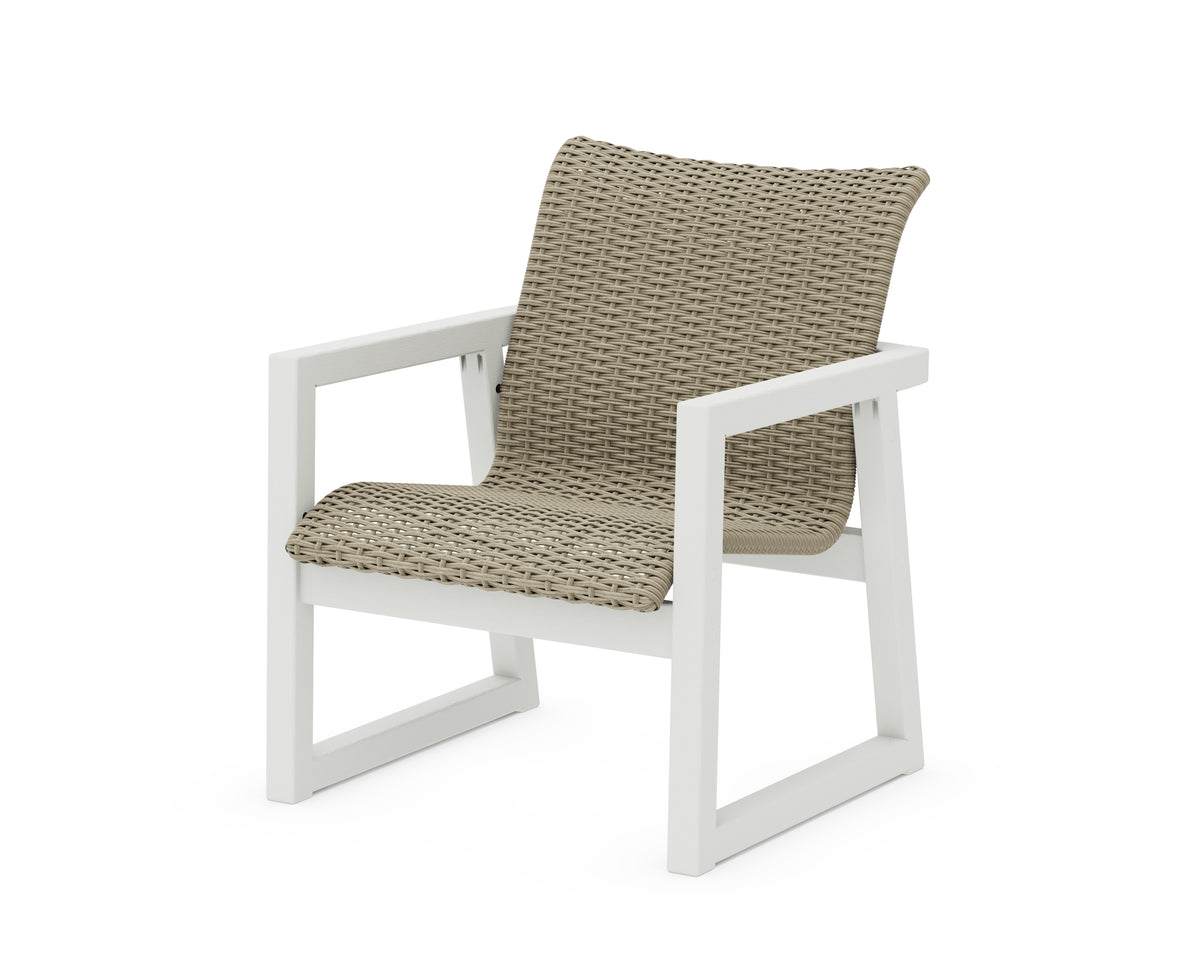 POLYWOOD EDGE Woven Lounge Chair in Vintage White / Dune Grass