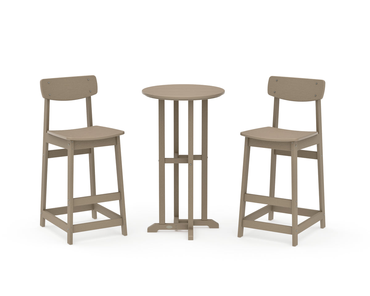 POLYWOOD Modern Studio Urban Bar Chair 3-Piece Bistro Set in Vintage Sahara