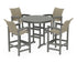 POLYWOOD Coastal Woven 5-Piece Round Farmhouse Bar Set in Slate Grey / Dune Grass