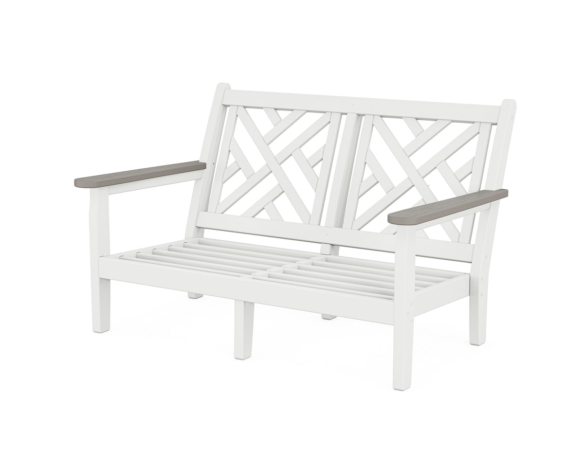 POLYWOOD Chippendale Deep Seating Loveseat Frame in White / Driftwood
