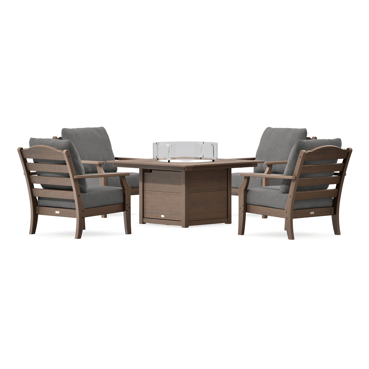 POLYWOOD Savannah 5-Piece Deep Seating Set with Fire Pit Table in Kona