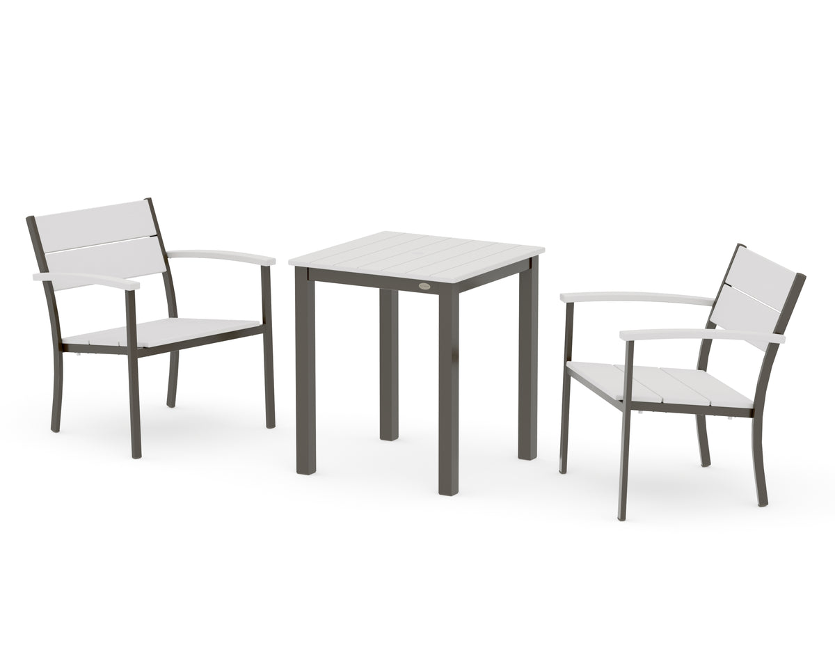 POLYWOOD Main Street 3-Piece Square Dining Set in Bronze / Vintage White