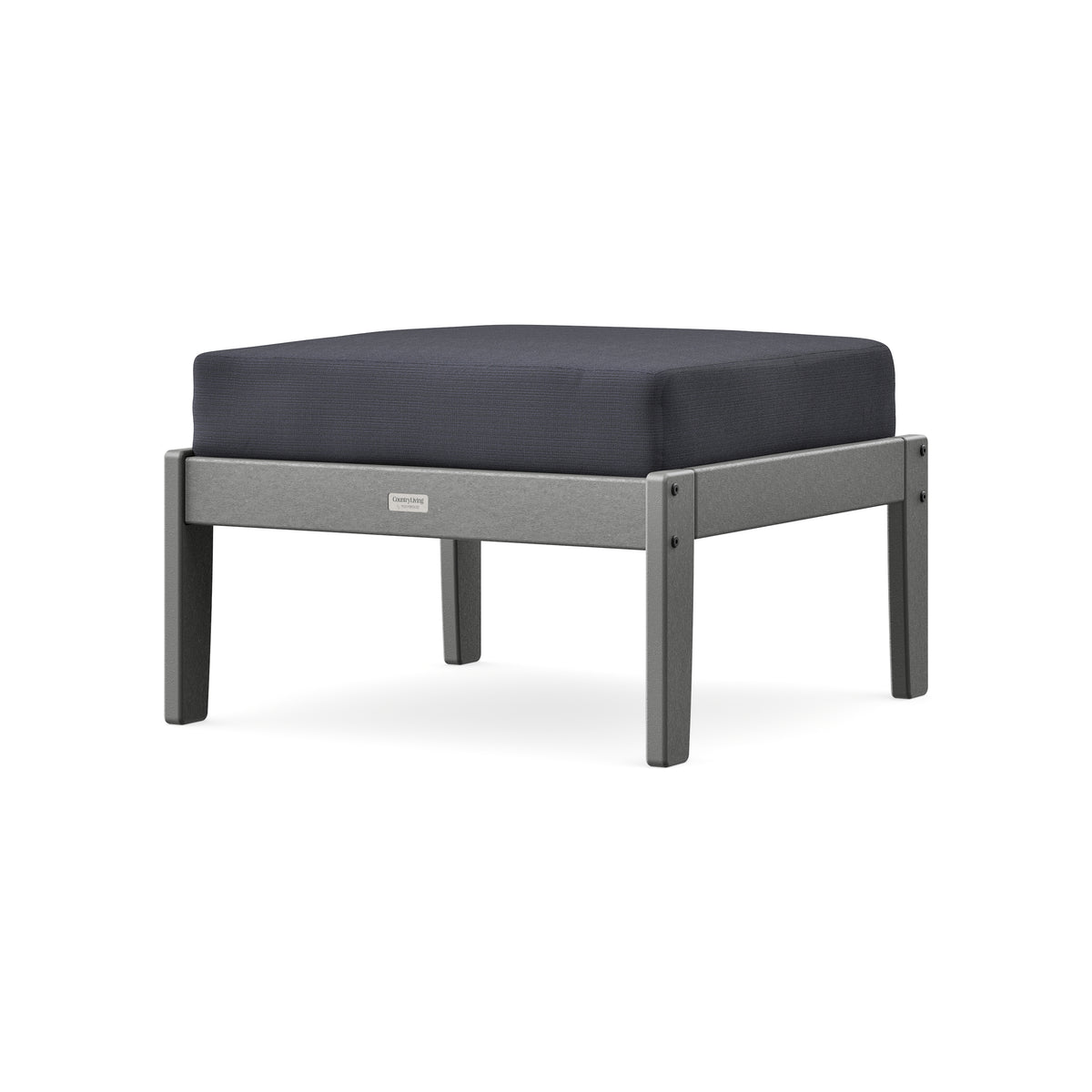 POLYWOOD Cottage Deep Seating Ottoman in Slate Grey / Midnight Linen