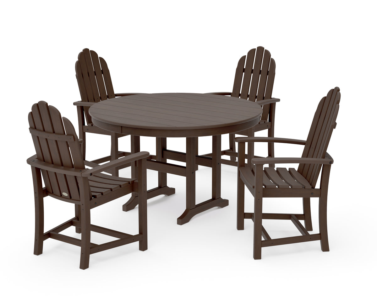 POLYWOOD Classic Adirondack 5-Piece Round Farmhouse Dining Set in Kona