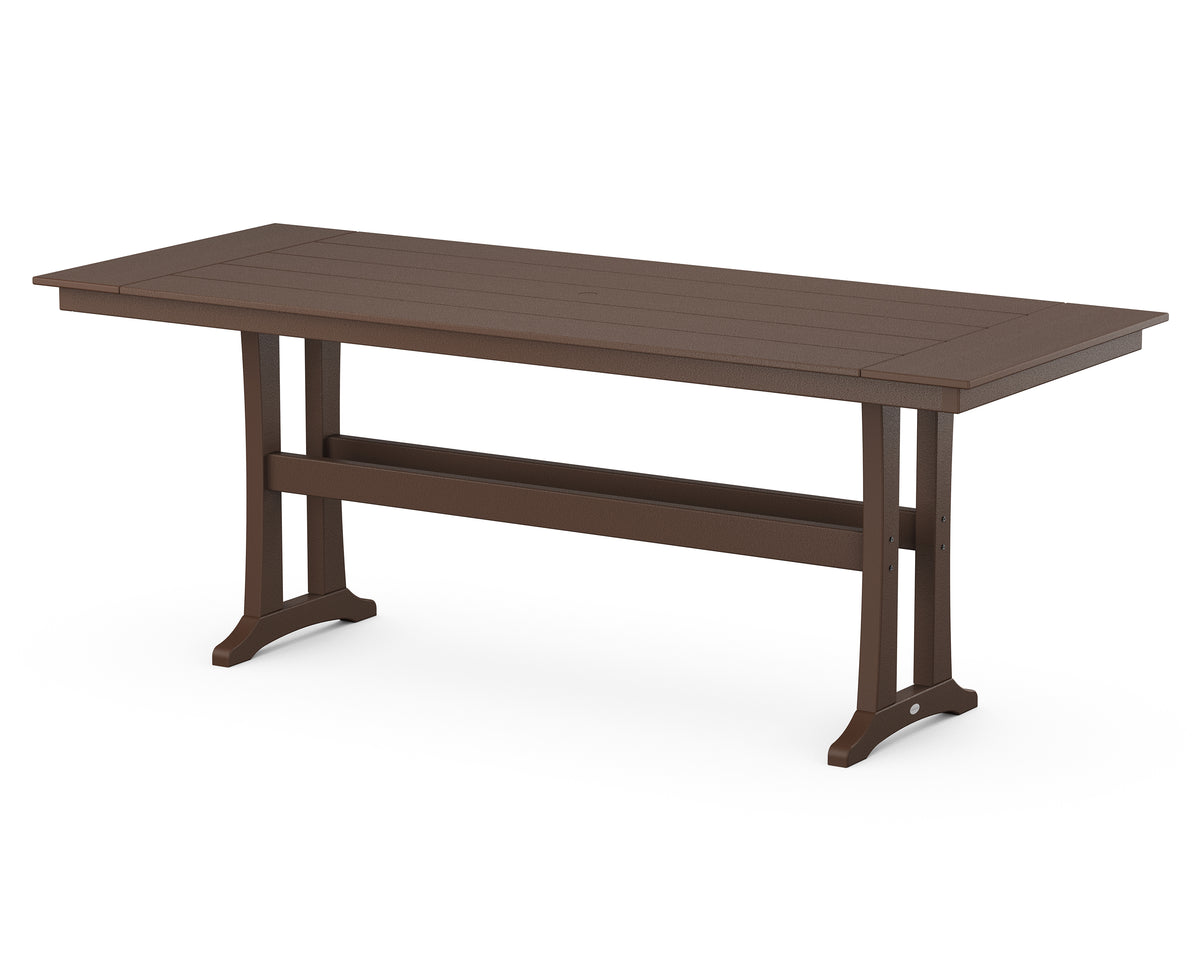 POLYWOOD Farmhouse Trestle 38" x 96" Counter Table in Mahogany