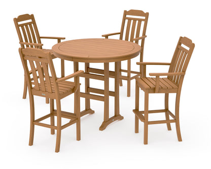 POLYWOOD Cottage 5-Piece Round Bar Set in Natural