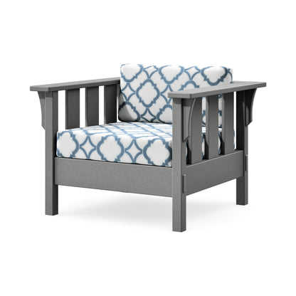 POLYWOOD Acadia Deep Seating Chair in Slate Grey / Trellis Sky Blue