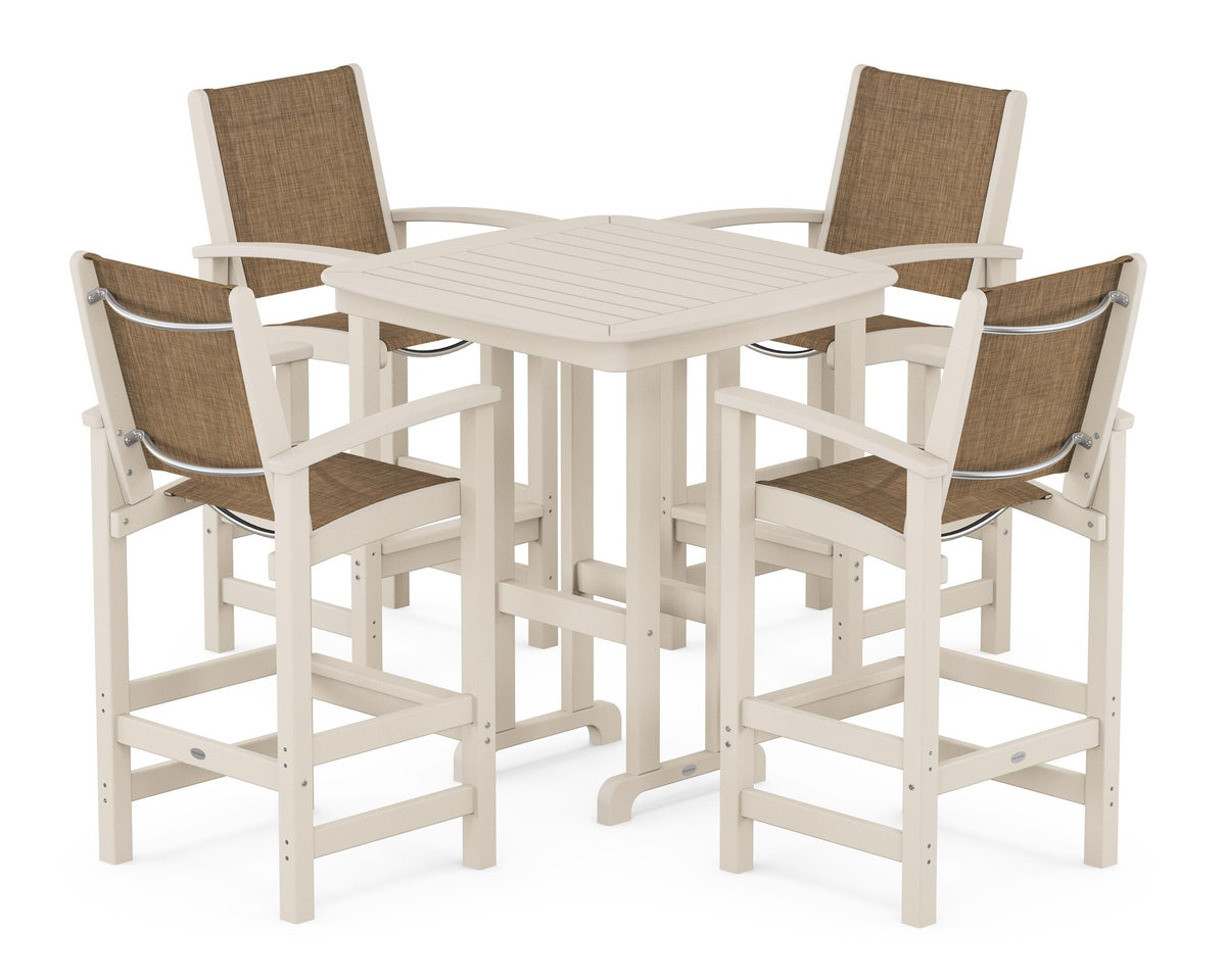 POLYWOOD Coastal 5-Piece Bar Set in Sand / Burlap