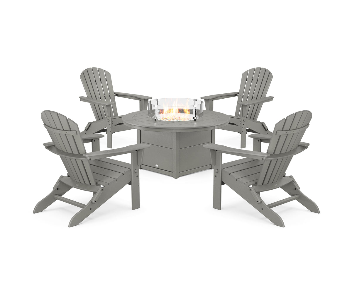 POLYWOOD South Beach 5-Piece Folding Adirondack Fire Chat Set in Slate Grey
