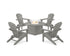 POLYWOOD South Beach 5-Piece Folding Adirondack Fire Chat Set in Slate Grey