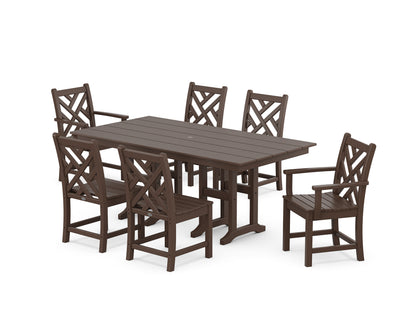 POLYWOOD Chippendale 7-Piece Farmhouse Dining Set in Mahogany