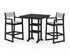 POLYWOOD EDGE Sling Arm Chair 3-Piece Farmhouse Bar Set with Trestle Legs in Black / Birch