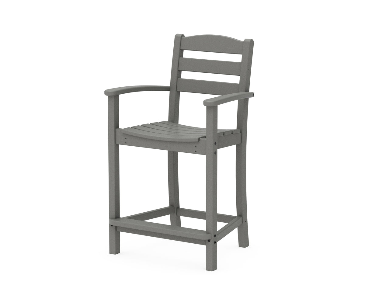 POLYWOOD La Casa Café Counter Arm Chair in Slate Grey