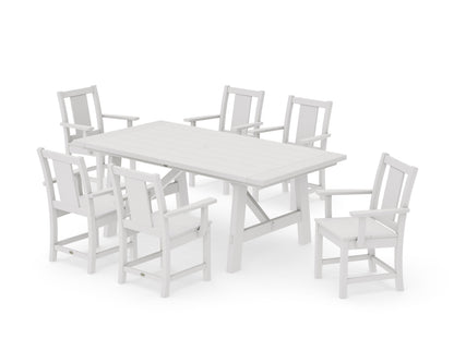 POLYWOOD Prairie Arm Chair 7-Piece Rustic Farmhouse Dining Set in Vintage White