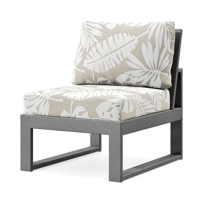 POLYWOOD Modular Armless Chair in Slate Grey / Leaf Dune Burlap