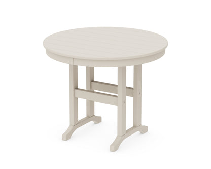 POLYWOOD 36" Round Farmhouse Dining Table in Sand