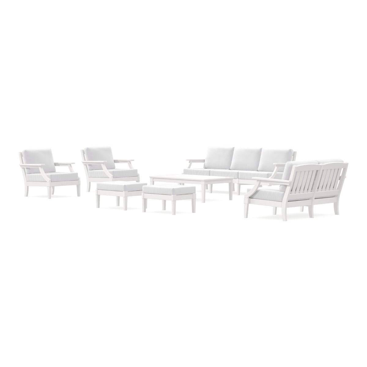 POLYWOOD PW Designer Series Estate 7-Piece Lounge Sofa Set in Vintage White / Natural