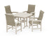 POLYWOOD Coastal Woven High-Back 5-Piece Dining Set in Sand / Dune Grass
