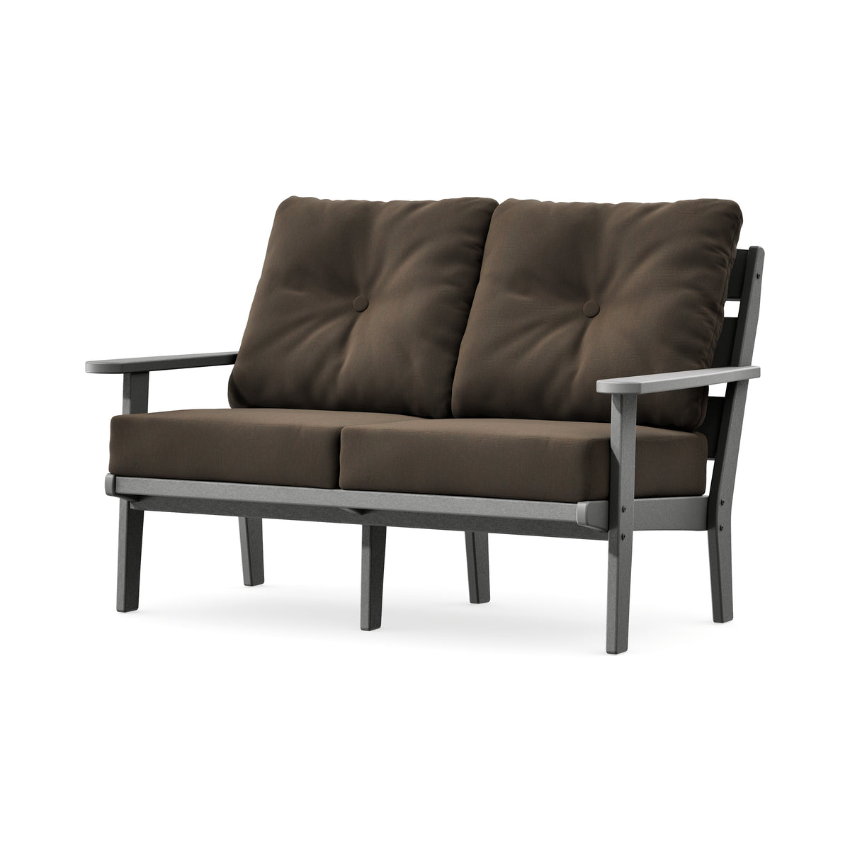 POLYWOOD Lakeside Deep Seating Loveseat in Slate Grey / Canvas Java