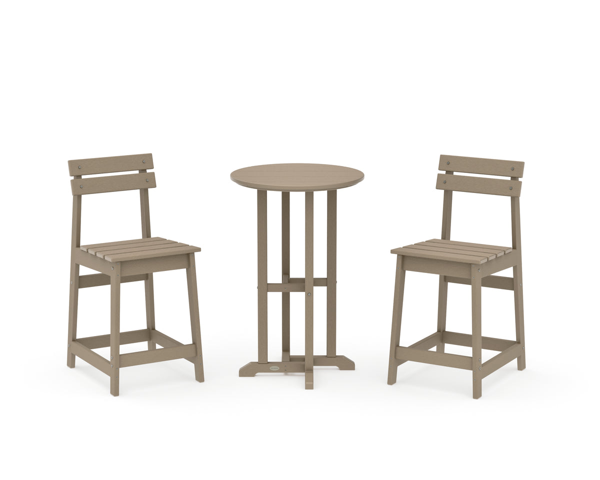 POLYWOOD Modern Studio Plaza 3-Piece Bistro Counter Set in Vintage Sahara