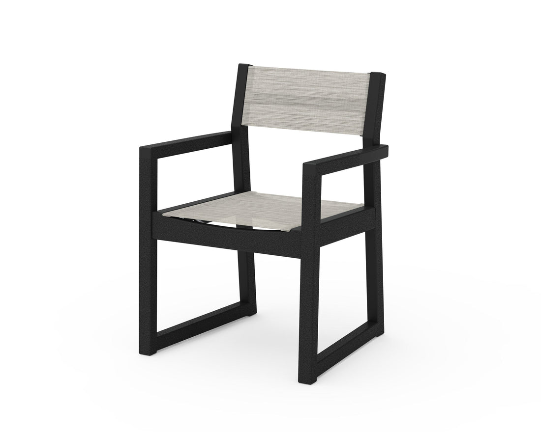 POLYWOOD EDGE Sling Dining Arm Chair in Black / Birch