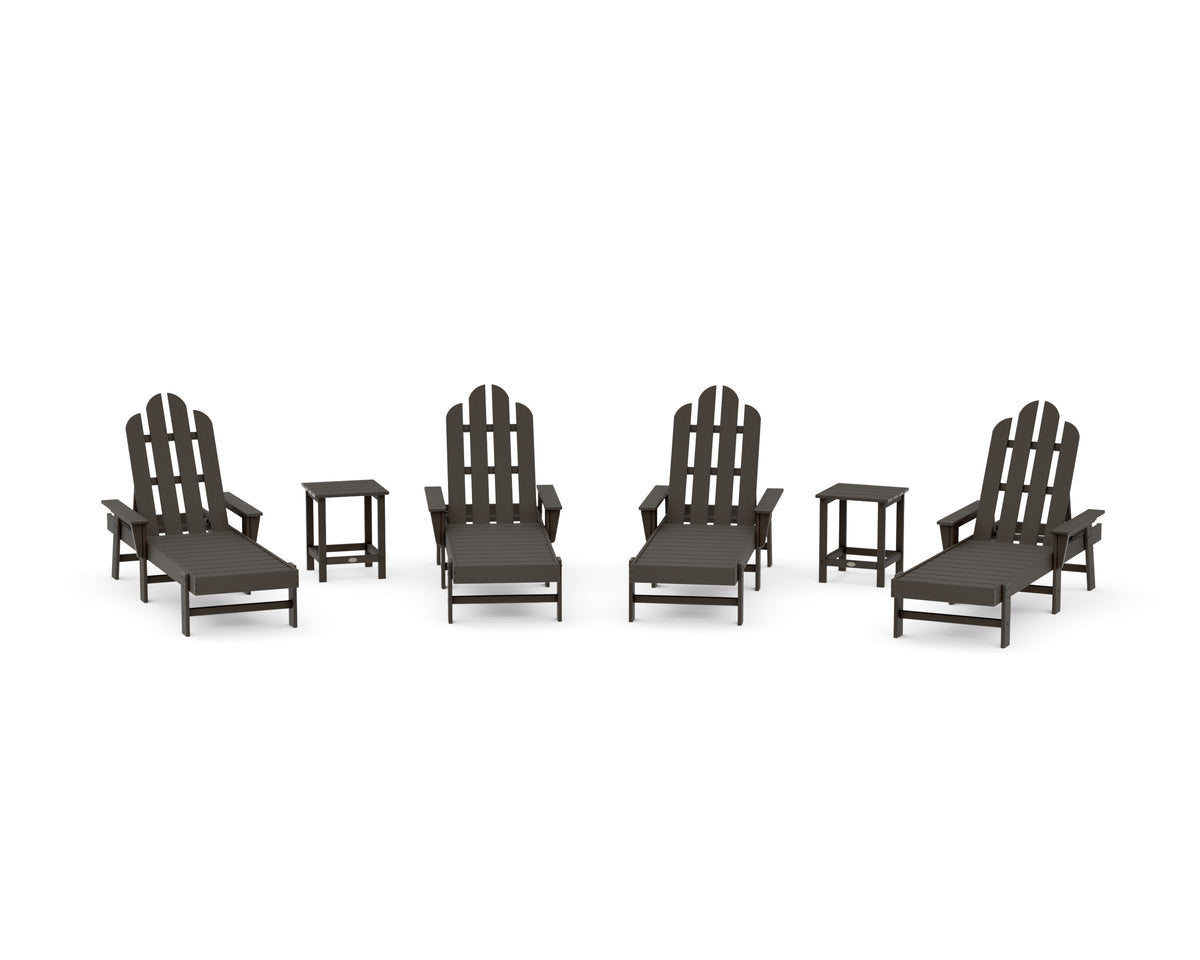 POLYWOOD Long Island Chaise 6-Piece Set in Vintage Coffee