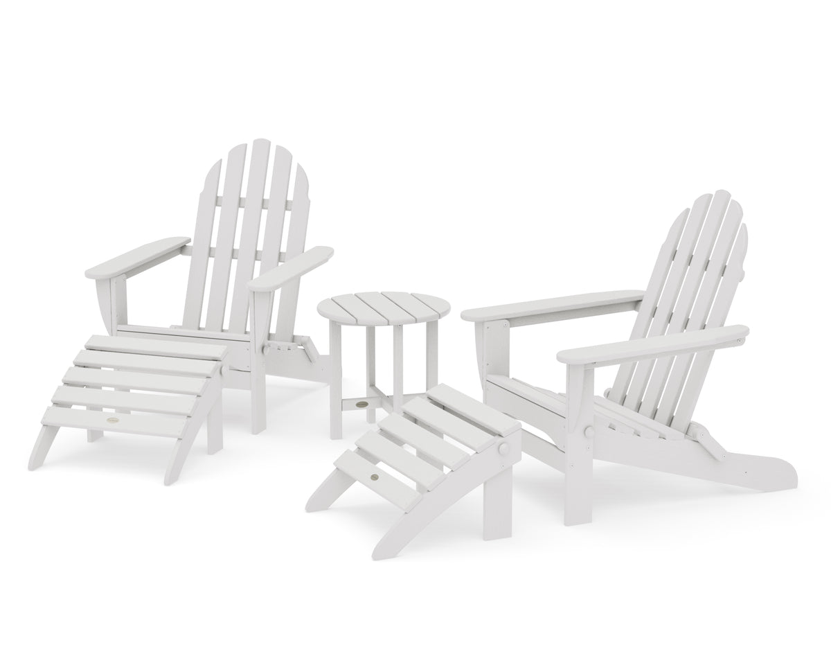 POLYWOOD Classic Adirondack 5-Piece Casual Set in Vintage White