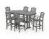POLYWOOD Savannah Arm Chair 7-Piece Bar Set with Trestle Legs in Slate Grey