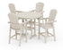 POLYWOOD Nautical Curveback Adirondack 5-Piece Round Trestle Bar Set in Sand