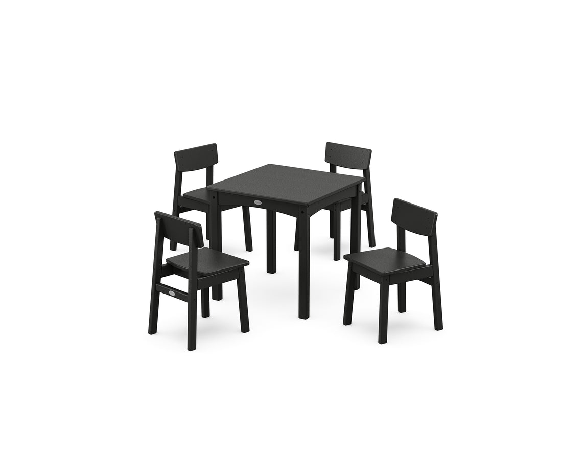 POLYWOOD Modern Studio Kids 5-Piece Dining Set in Black