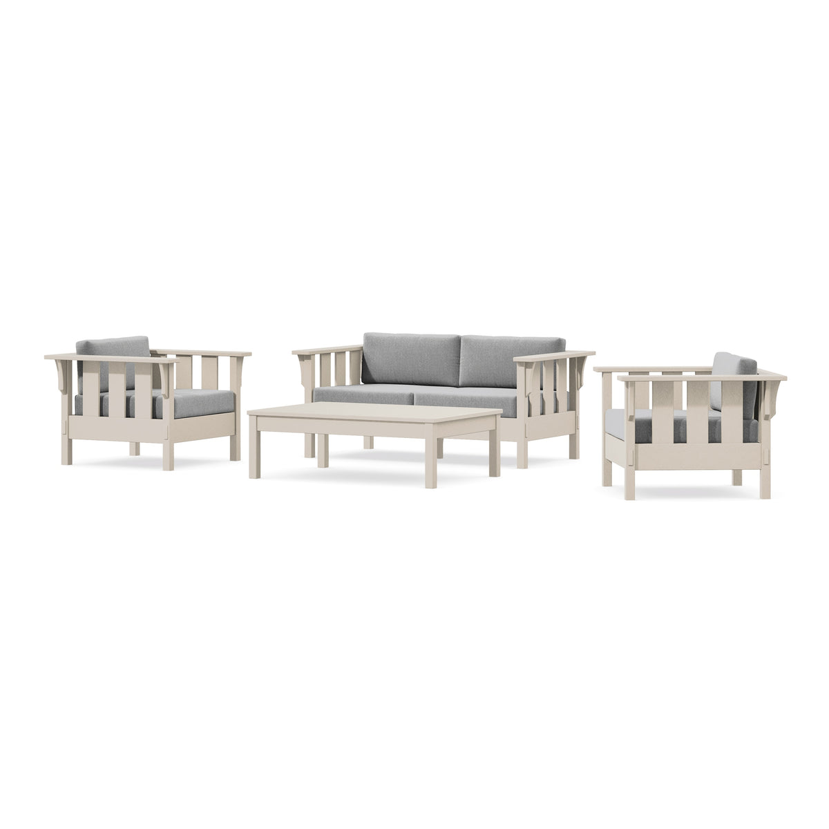 POLYWOOD Acadia 4-Piece Deep Seating Set with Loveseat in Sand / Grey Mist