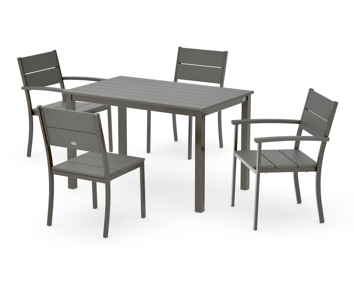 POLYWOOD Main Street 5-Piece Dining Set with Main Street 30 x 48 Dining Table in Bronze / Slate Grey