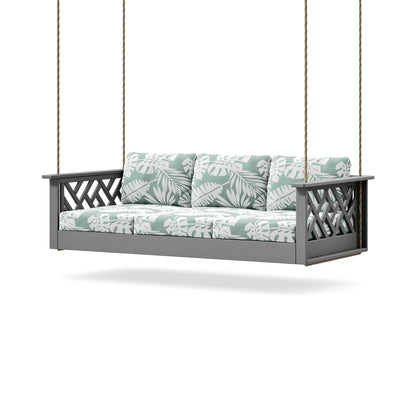 POLYWOOD Chippendale Daybed Swing in Slate Grey / Leaf Glacier Spa
