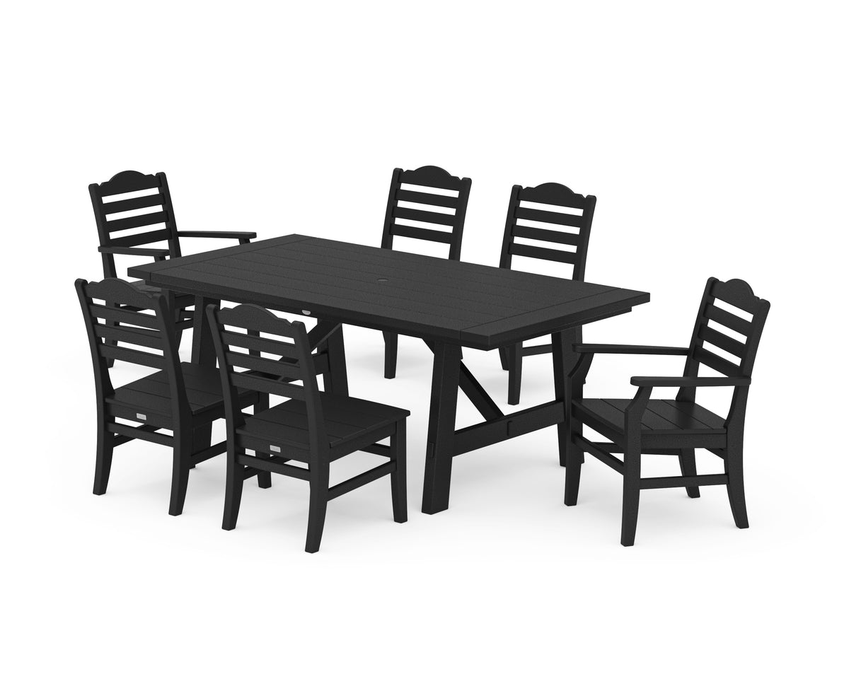 POLYWOOD Savannah 7-Piece Rustic Farmhouse Dining Set in Black