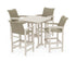 POLYWOOD Coastal Woven 5-Piece Bar Set with Trestle Legs in Sand / Dune Grass