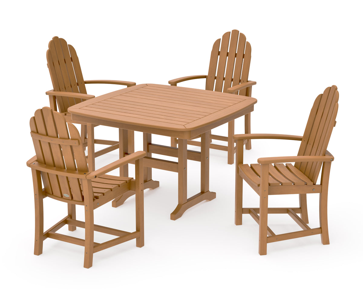 POLYWOOD Classic Adirondack 5-Piece Dining Set with Trestle Legs - 44" Table in Natural
