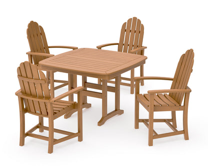 POLYWOOD Classic Adirondack 5-Piece Dining Set with Trestle Legs - 44" Table in Natural