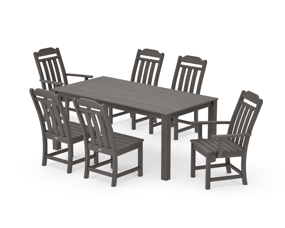 POLYWOOD Cottage 7-Piece Parsons Dining Set in Driftwood