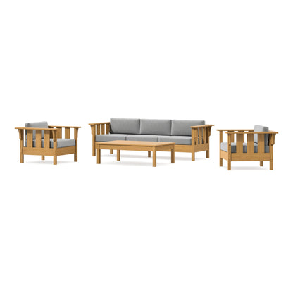 POLYWOOD Acadia 4-Piece Deep Seating Set with Sofa in Natural / Grey Mist