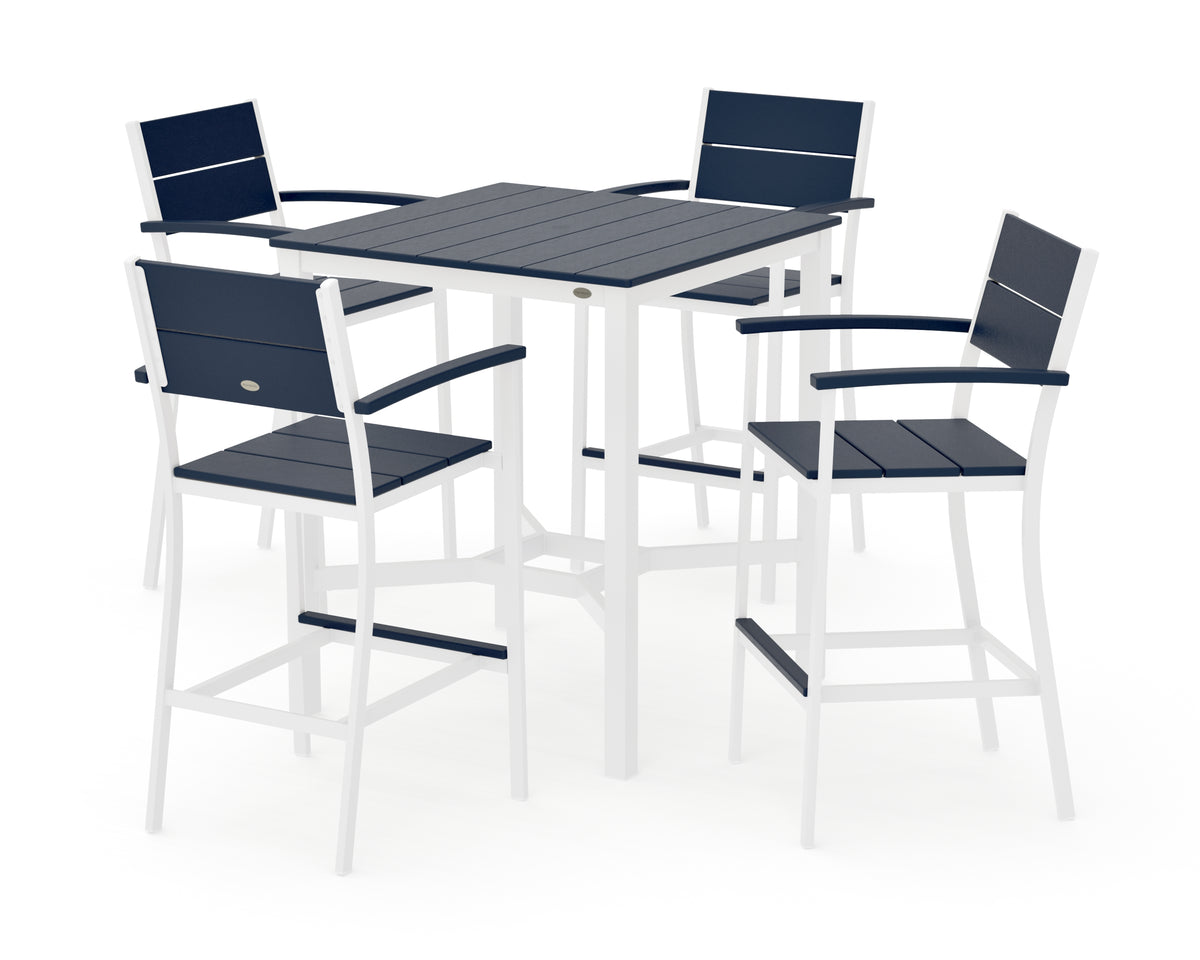 POLYWOOD Main Street 5-Piece Bar Set in White / Navy