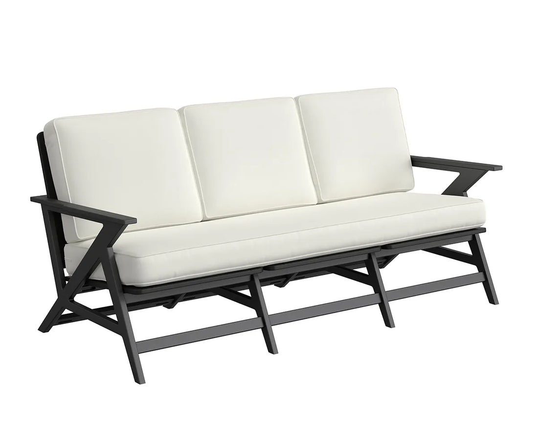 Berlin Gardens Kinsley Sofa, black frame with white cushions