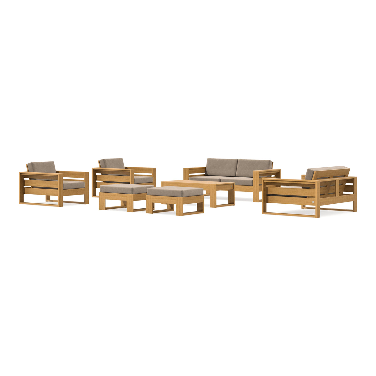 POLYWOOD PW Designer Series Latitude 7-Piece Lounge Loveseat Set in Natural / Spiced Burlap