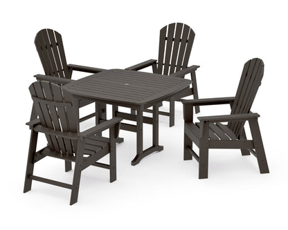 POLYWOOD South Beach 5-Piece Dining Set with Trestle Legs - 44" Table in Vintage Coffee