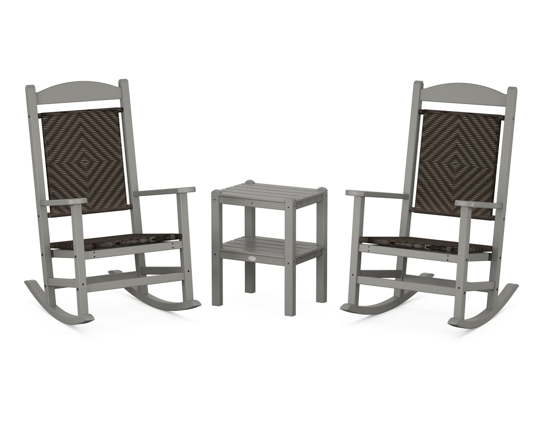 POLYWOOD Presidential Woven Rocker 3-Piece Set in Slate Grey / Cahaba