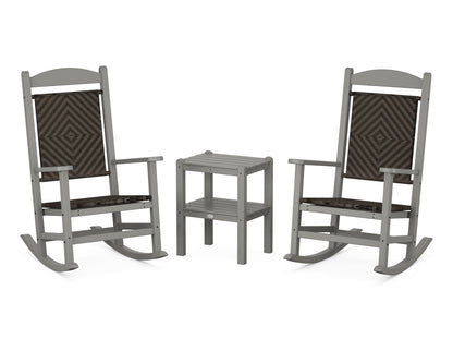 POLYWOOD Presidential Woven Rocker 3-Piece Set in Slate Grey / Cahaba