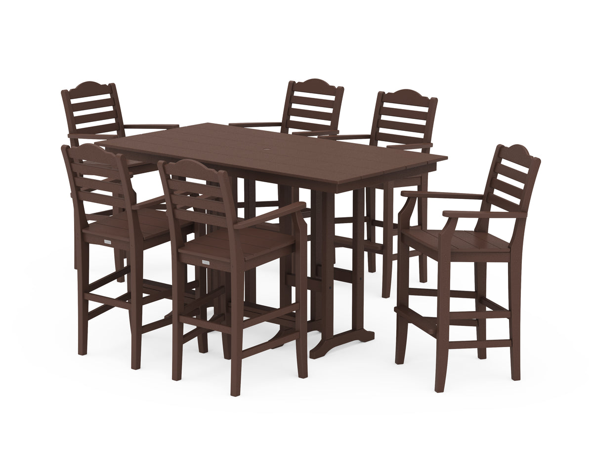 POLYWOOD Savannah Arm Chair 7-Piece Farmhouse Bar Set in Mahogany