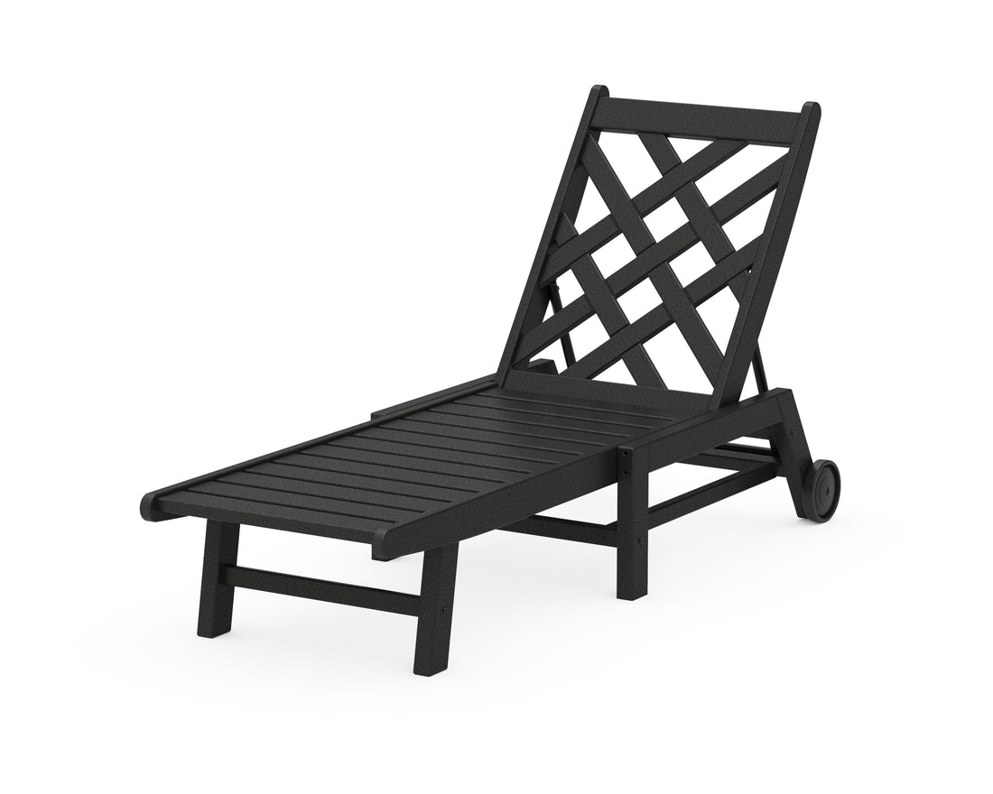 POLYWOOD Wovendale Chaise with Wheels in Black
