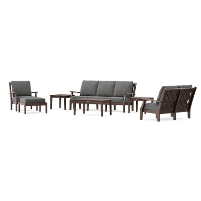 POLYWOOD Country Living Wovendale 7-Piece Deep Seating Set in Mahogany