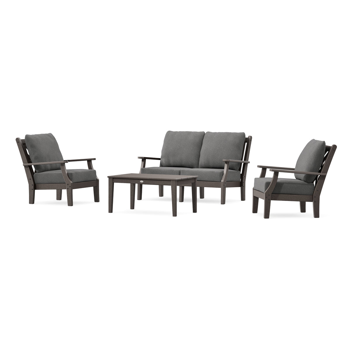 POLYWOOD Country Living Wovendale 4-Piece Deep Seating Set with Loveseat in Vintage Coffee